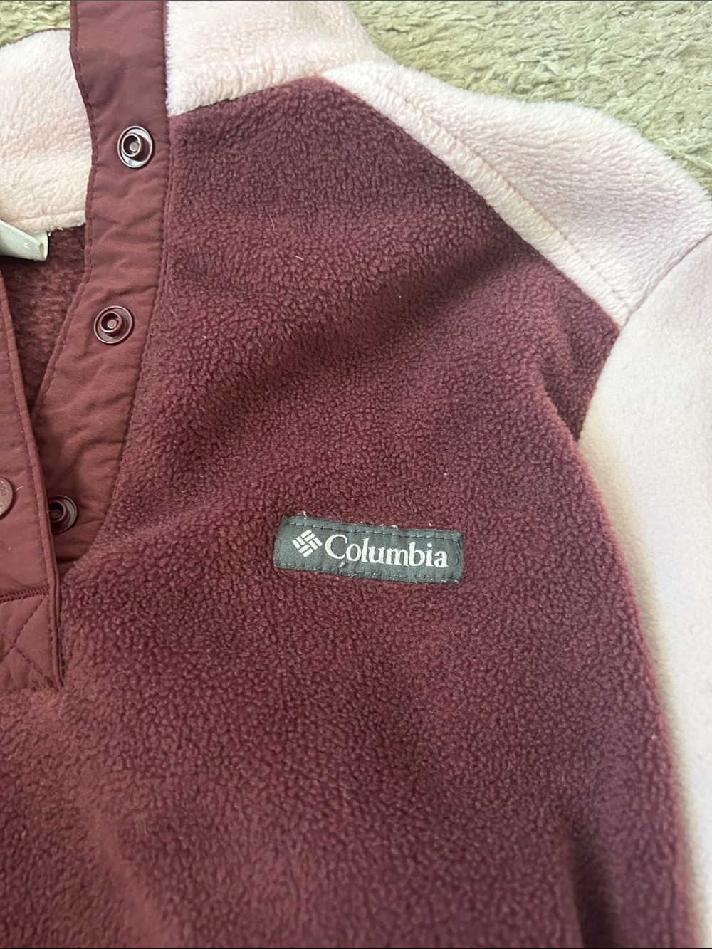 Columbia Maroon and Light Pink Women’s Fleece Pullover - large - Picture 2 of 4